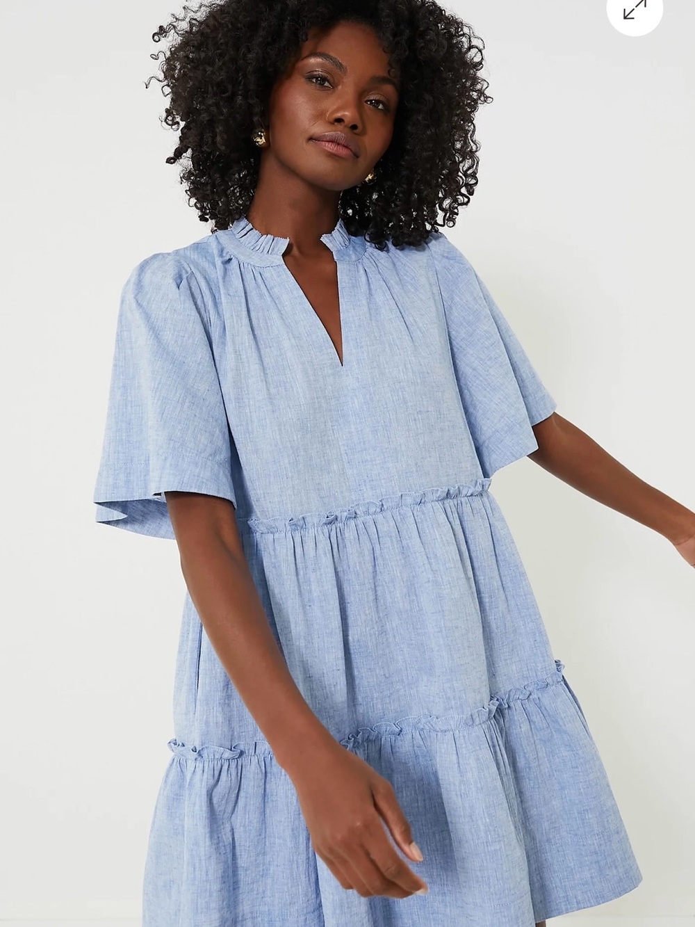 Tuckernuck Sky Blue Tiered V-Notch Mini Dress - Picture 2 of 9